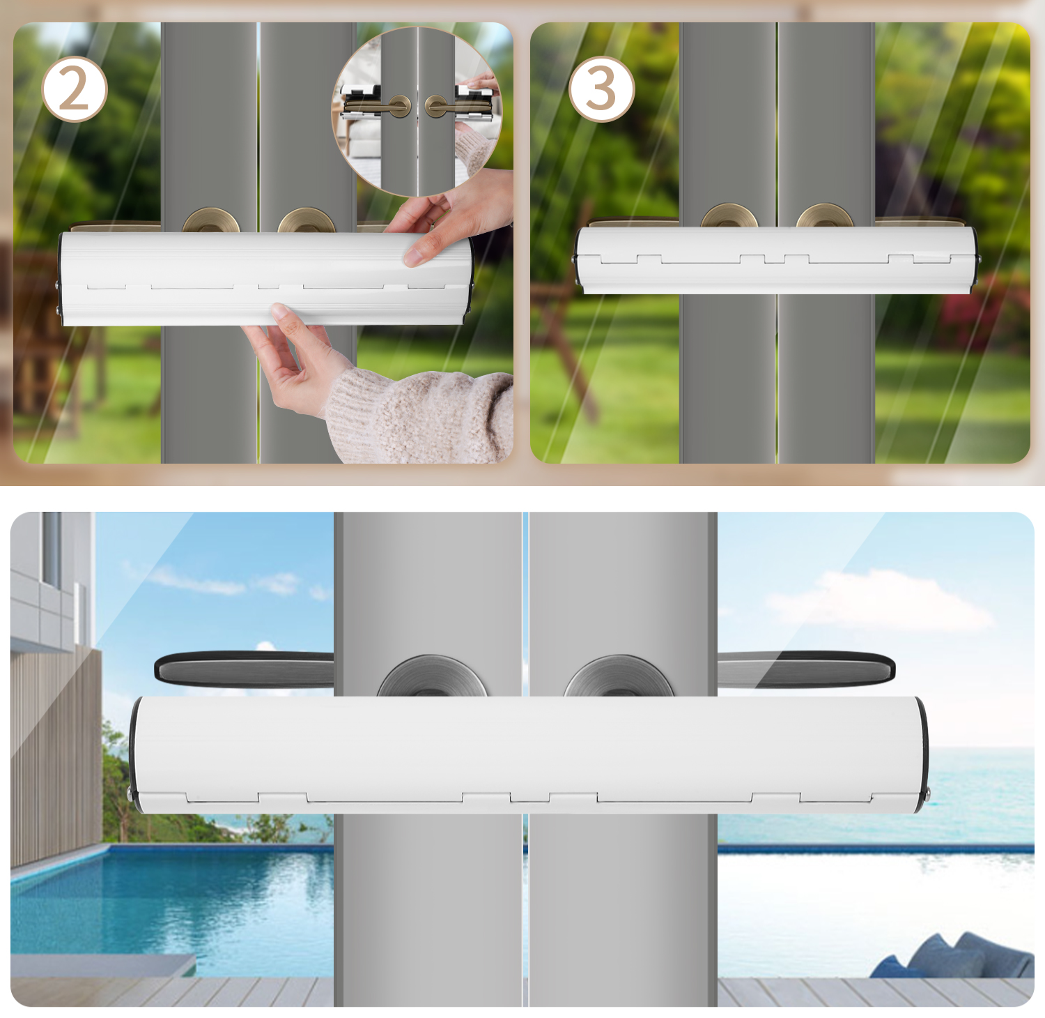 ヴィラ玄関用高級ドアロックのクローズアップ