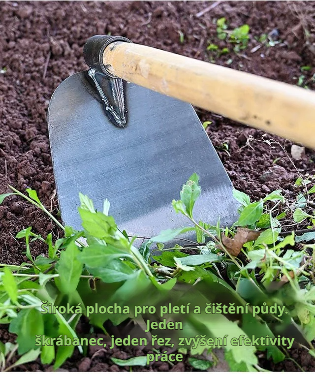 Plečka při pletí záhonu v zahradě