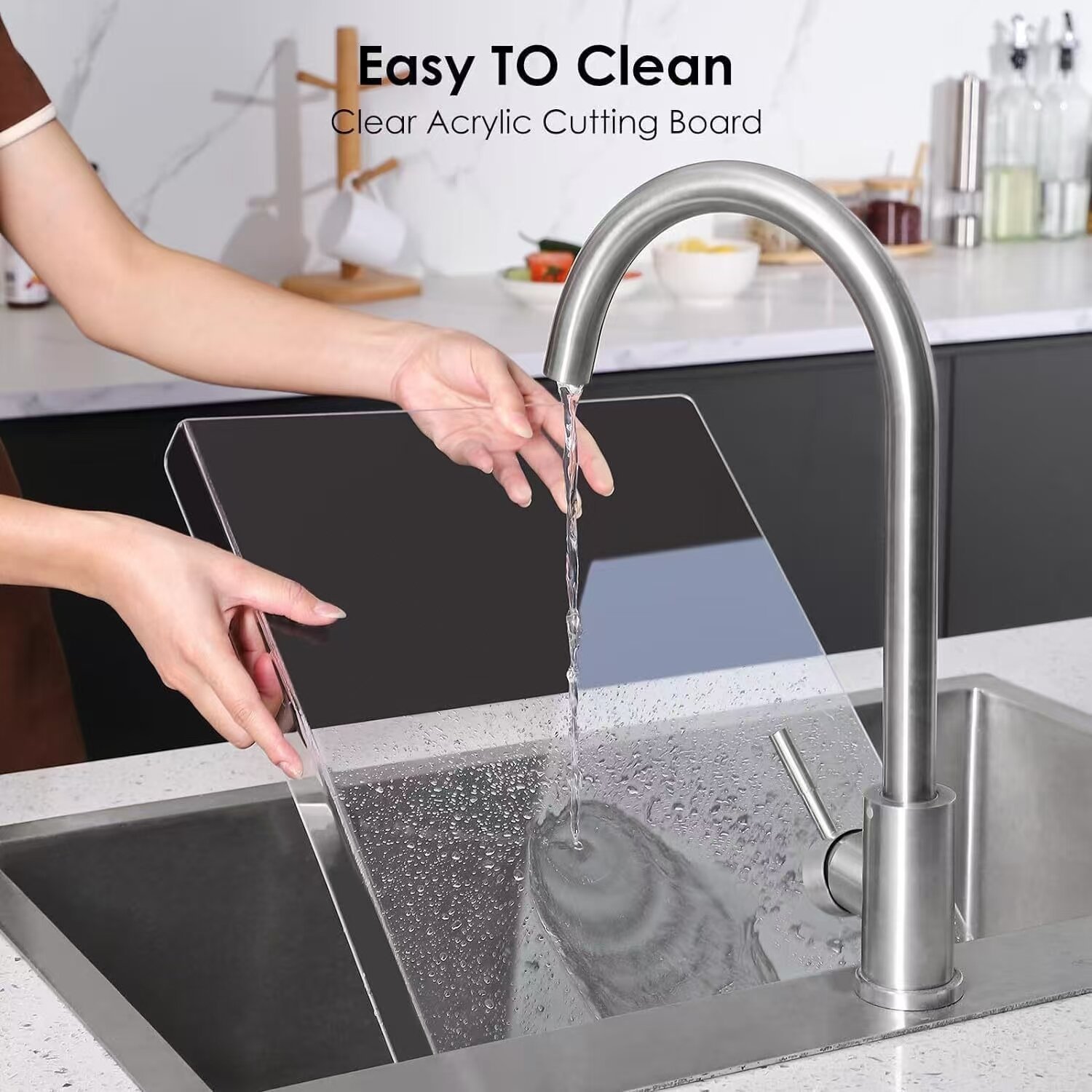 Planche à découper en acrylique transparente antidérapante pour la cuisine, planche à découper pour 