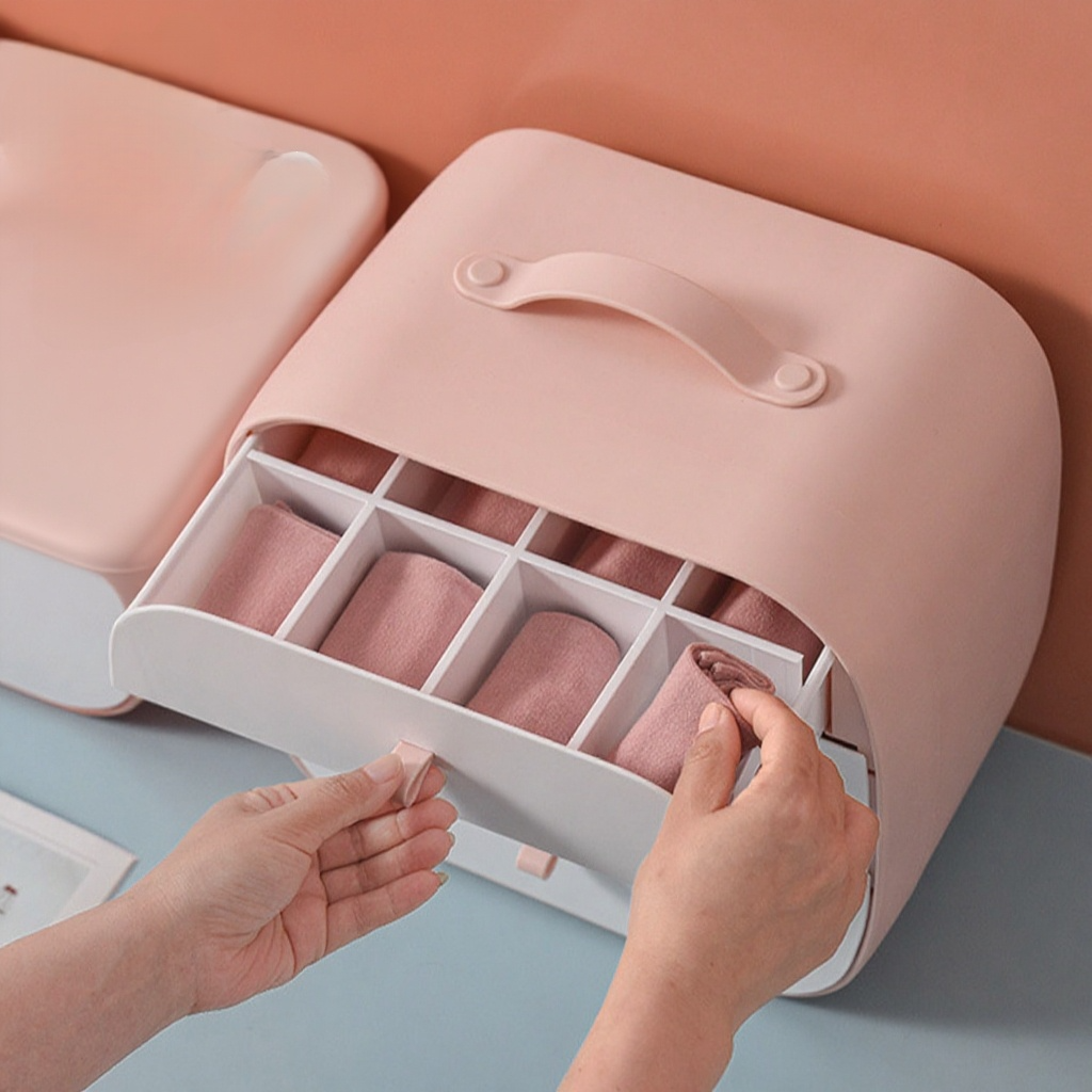 Fehérnemű rendszerező doboz, melltartó és bugyi fiókrendező rekeszekkel
