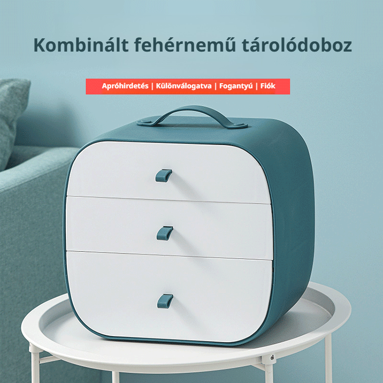 Fehérnemű rendszerező doboz, melltartó és bugyi fiókrendező rekeszekkel