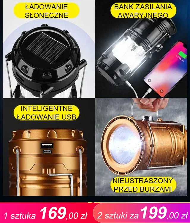 Wodoodporna wielofunkcyjna lampa solarna