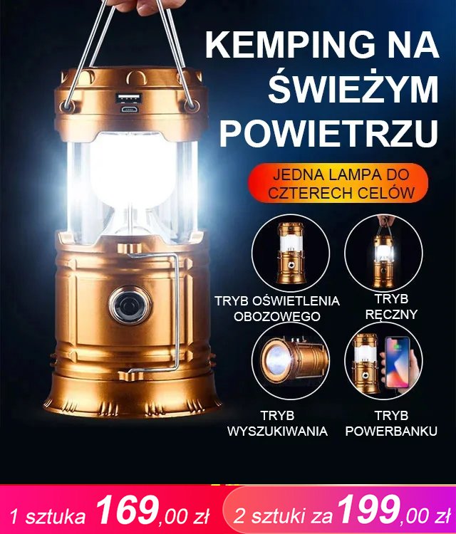 Wodoodporna wielofunkcyjna lampa solarna