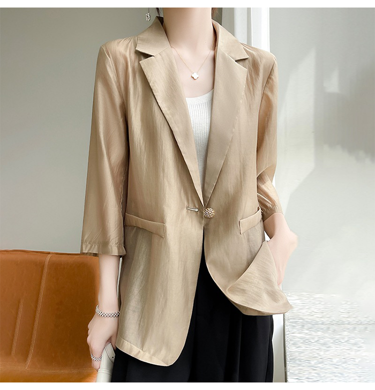 7分袖綿麻テーラードジャケット