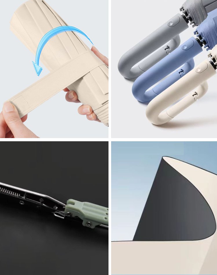 Vollautomatischer, äußerst strapazierfähiger Haken-Regenschirm für Sonne und Regen.