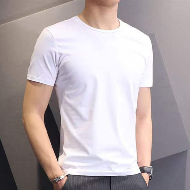 Rundhals T-Shirt in Unifarben