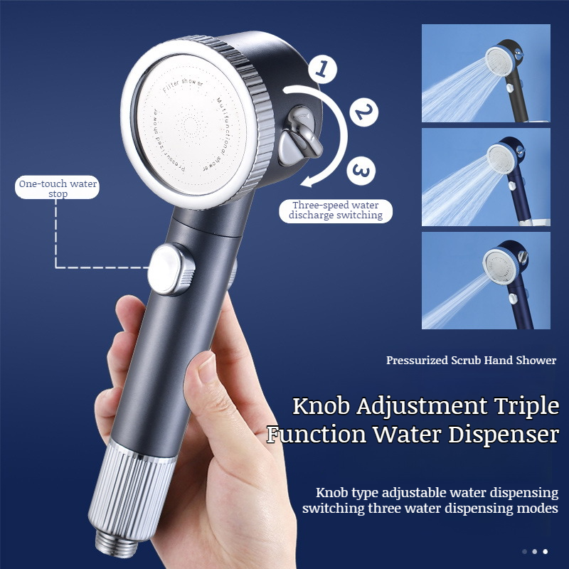 Powerful Booster Showerhead Handheld Filtered Faucet Bath