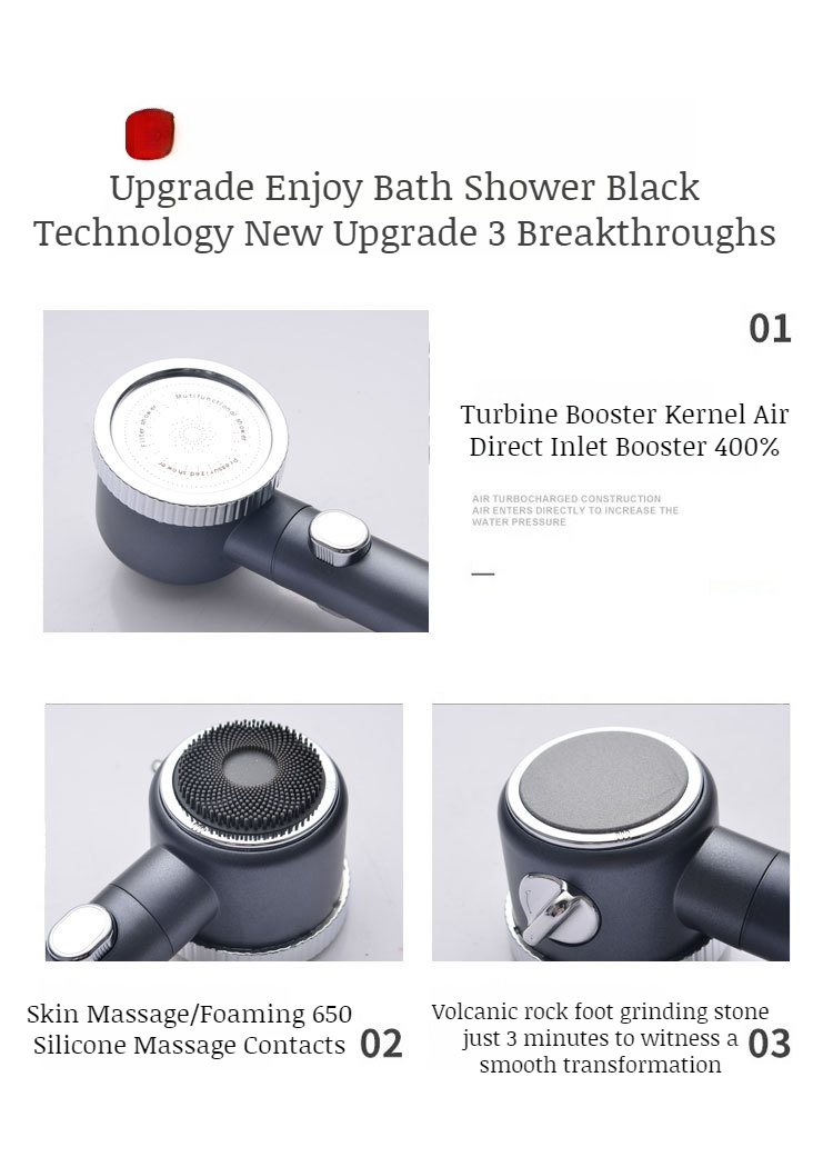 Water saving powerful booster showerhead in use
