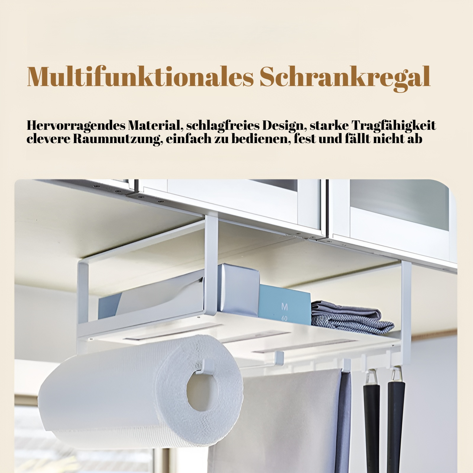 Modernes, einfaches, stanzfreies Hängeregal mit japanischen Haken für Küchenschränke, Multifunktions