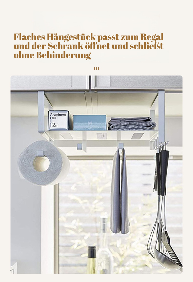 Modernes, einfaches, stanzfreies Hängeregal mit japanischen Haken für Küchenschränke, Multifunktions