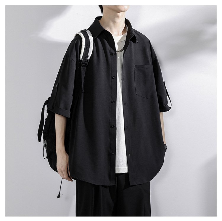 おしゃれな五分袖ルーズカジュアルシャツ