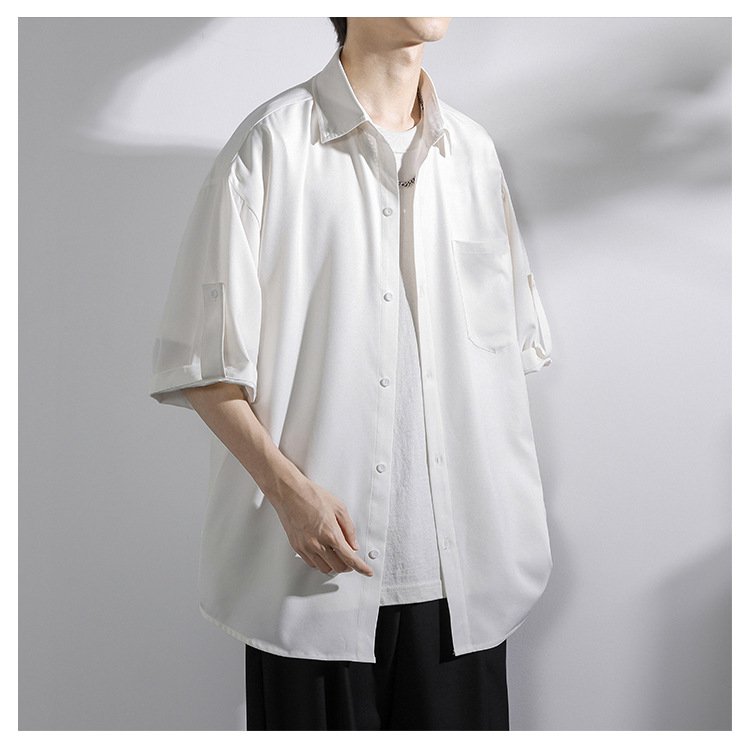 カジュアルで着回しやすいアイスドレープシャツ