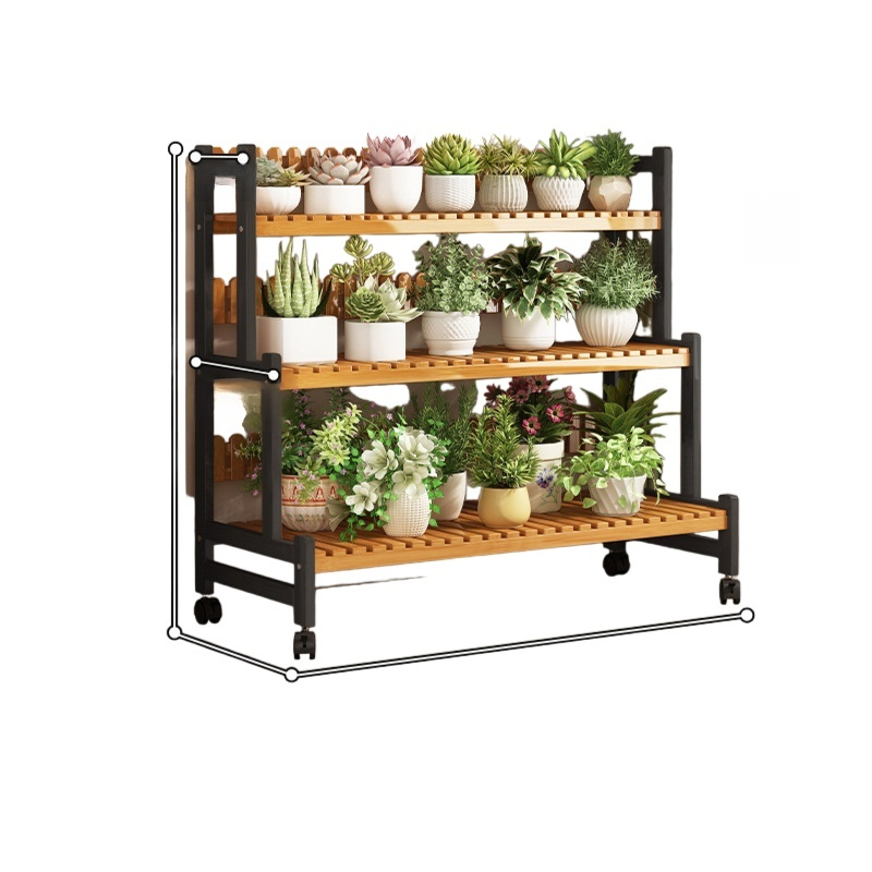 Movable indoor flower pot rack