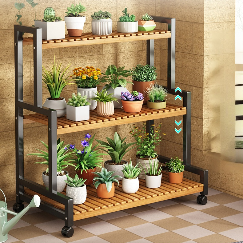 Movable indoor flower pot rack