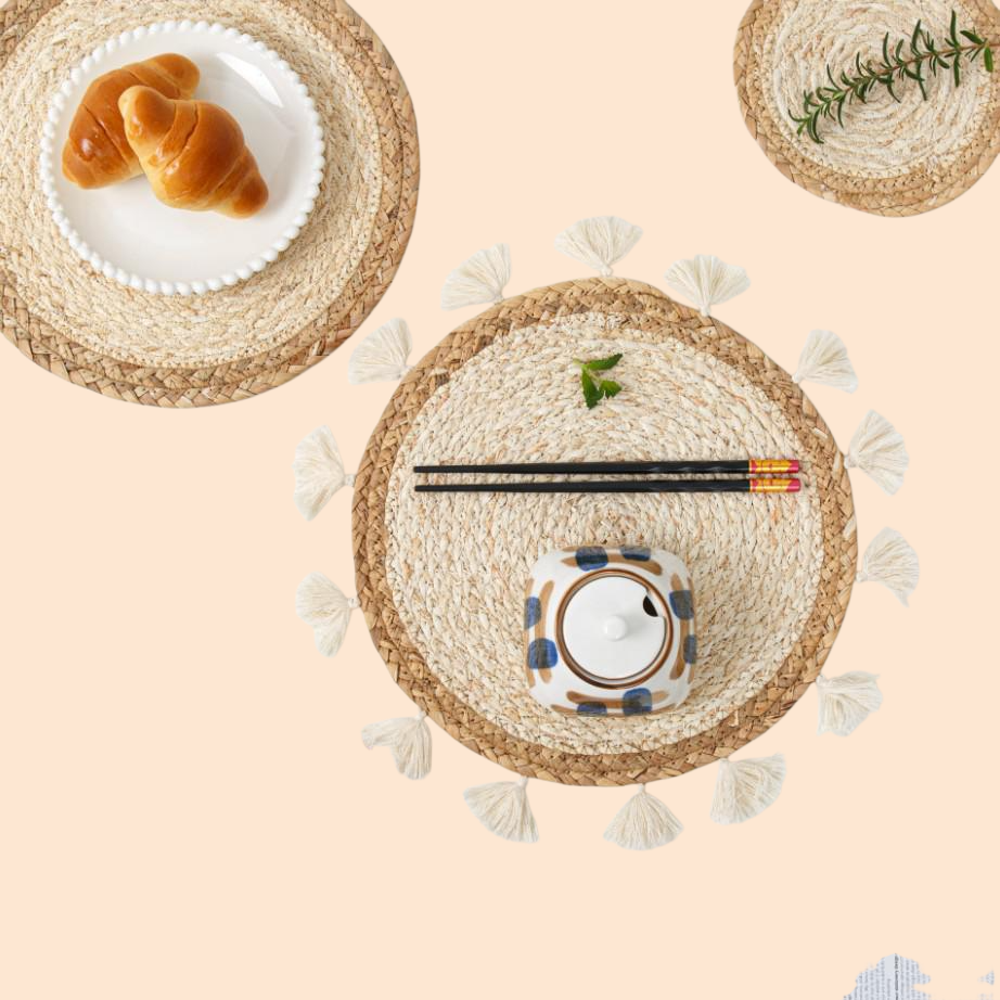 일식 왕골 옥수수 껍질 호리병박 테이블 매트