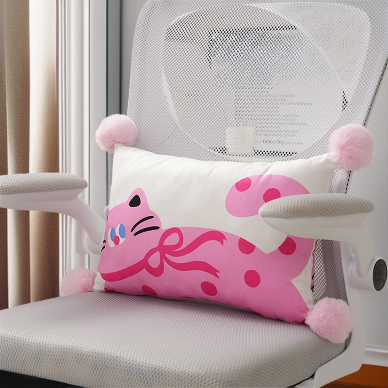 Black cat striped pillow