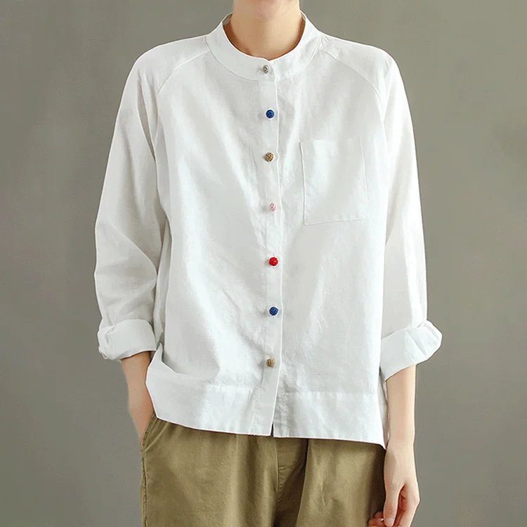 베이직 무지 면마 셔츠