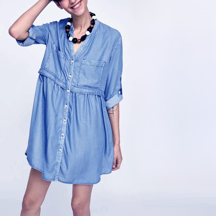 【デニムシャツワンピース】春物先取りセール～　コーデしやすい　大人のトレンドスタイル
