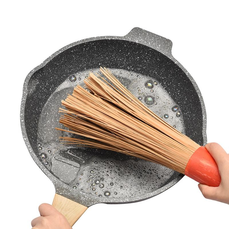 Čistící kartáč s dřevěnou rukojetí, klasické koště, kartáč s dlouhou rukojetí