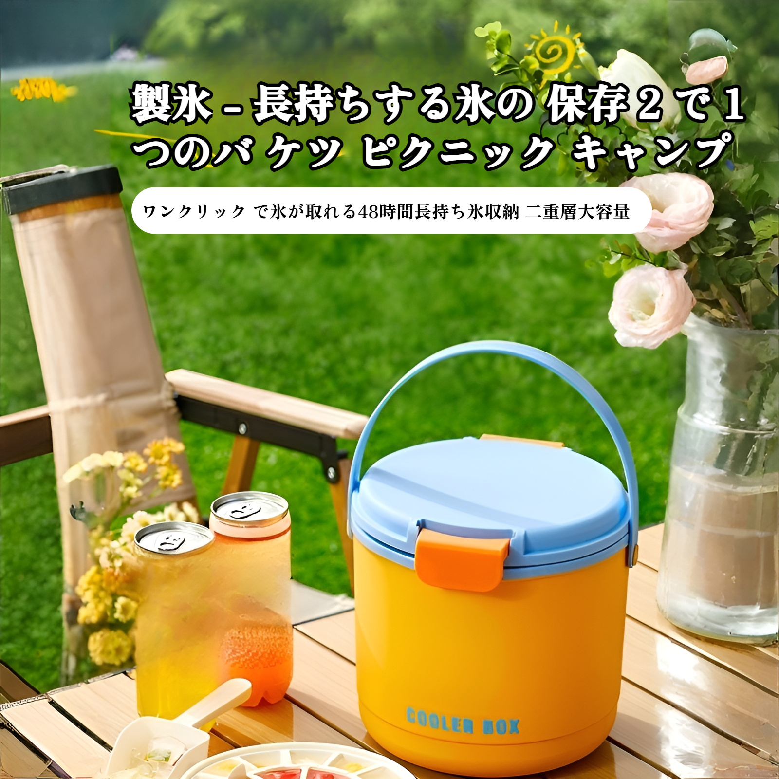 食品グレードのポータブルアイスバケツ全体画像