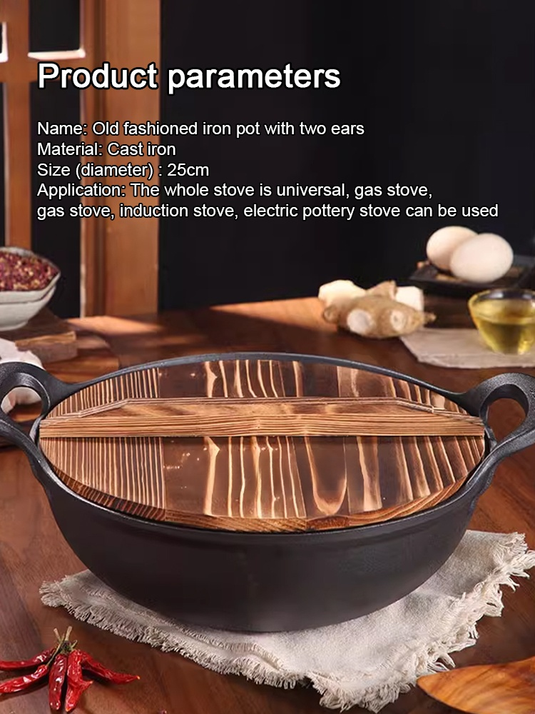 Double ear cast iron pot