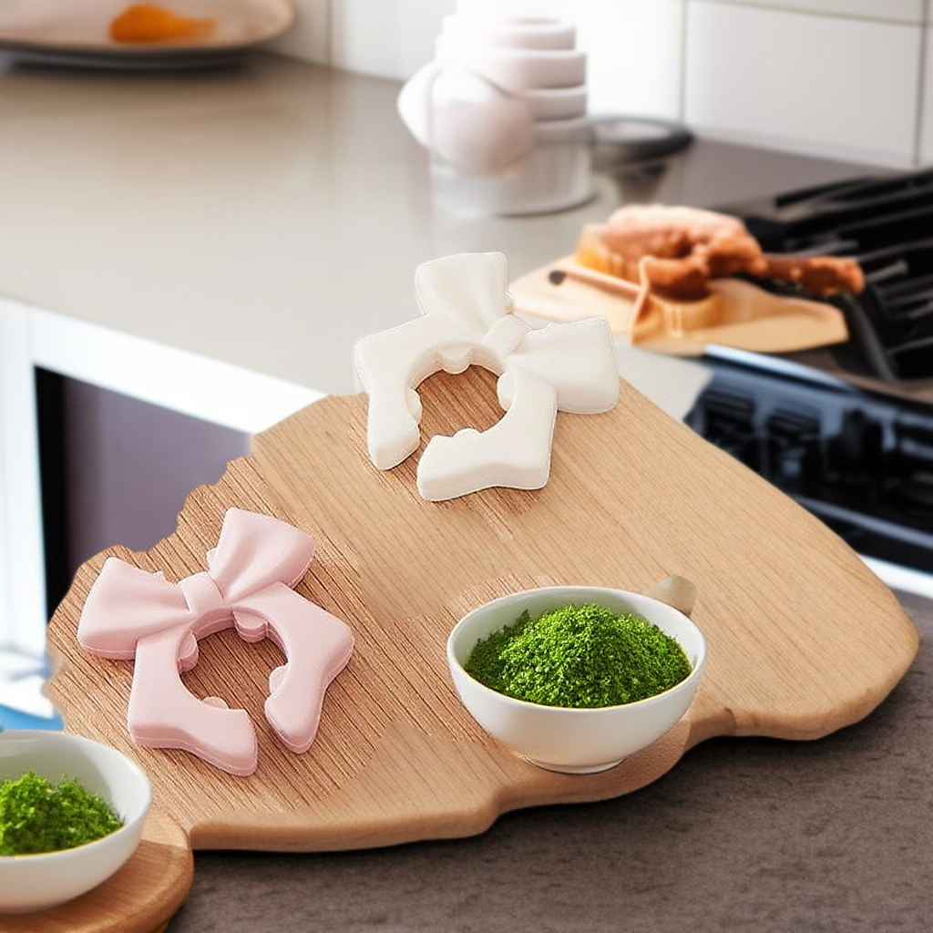 하트 모양 활 모양 실리콘 주걱 홀더