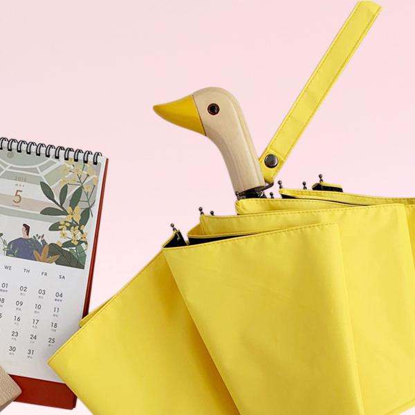 ร่มพับด้ามหัวเป็ดโลโก้ที่กำหนดเอง ร่มพับอัตโนมัติ