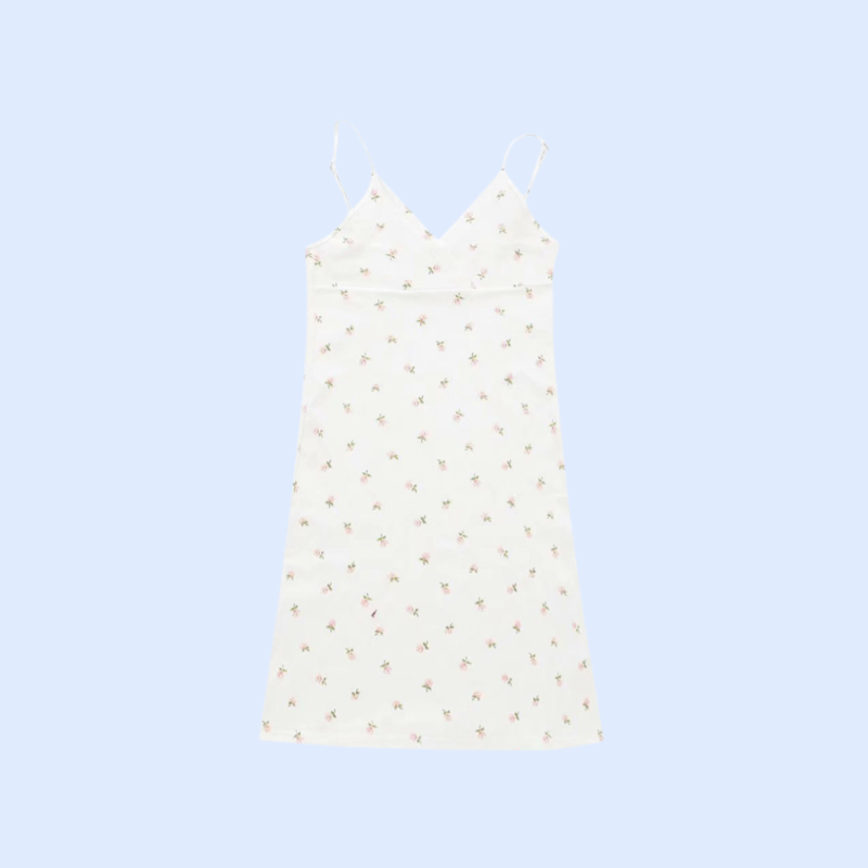 レディース夏用花柄サスペンダースカート