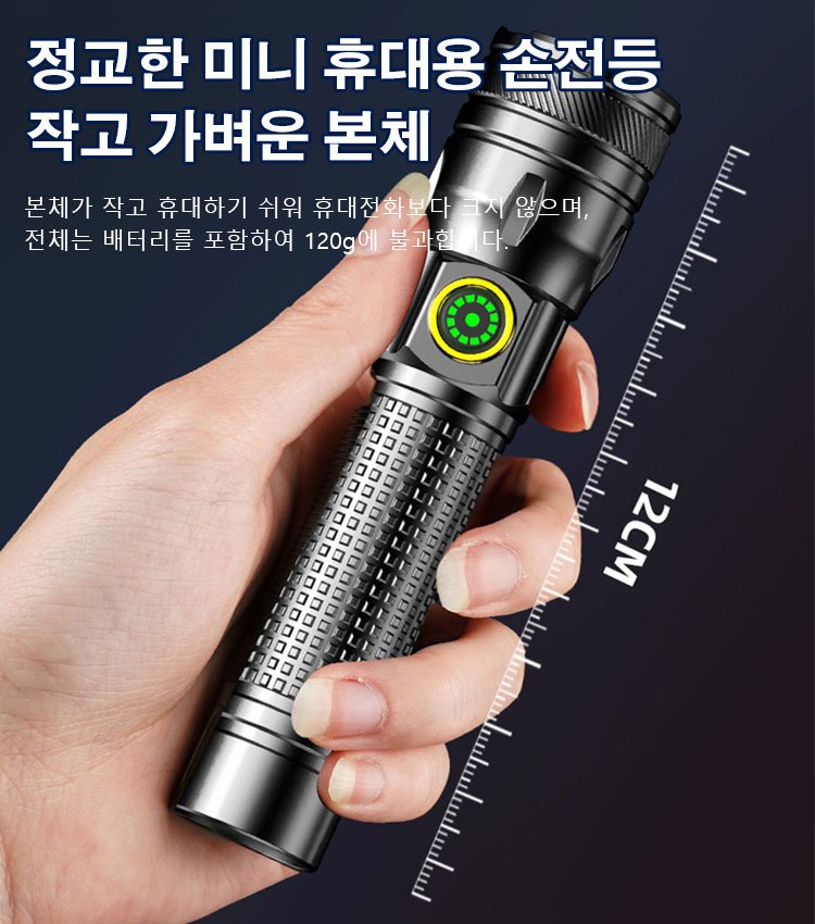 신형 휴대용 화이트 레이저 줌 손전등