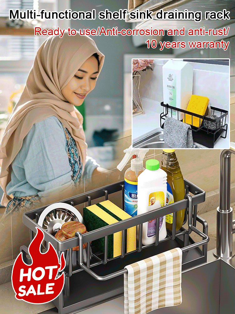 Multi-functional kitchen storage rack sink drainer rack