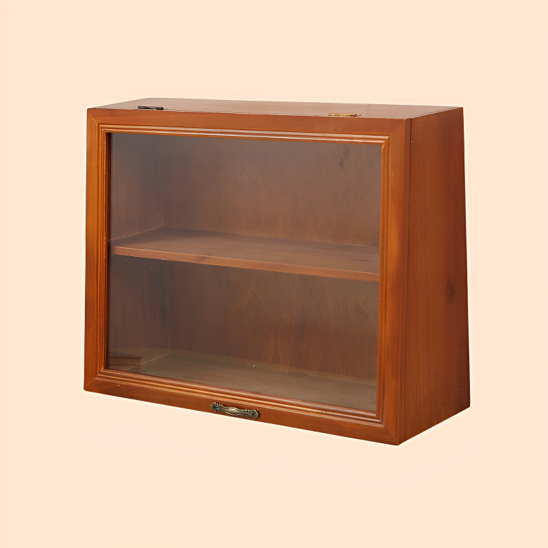 Retro solid wood with door flip cover glass dustproof two-layer cosmetics storage box display cabine