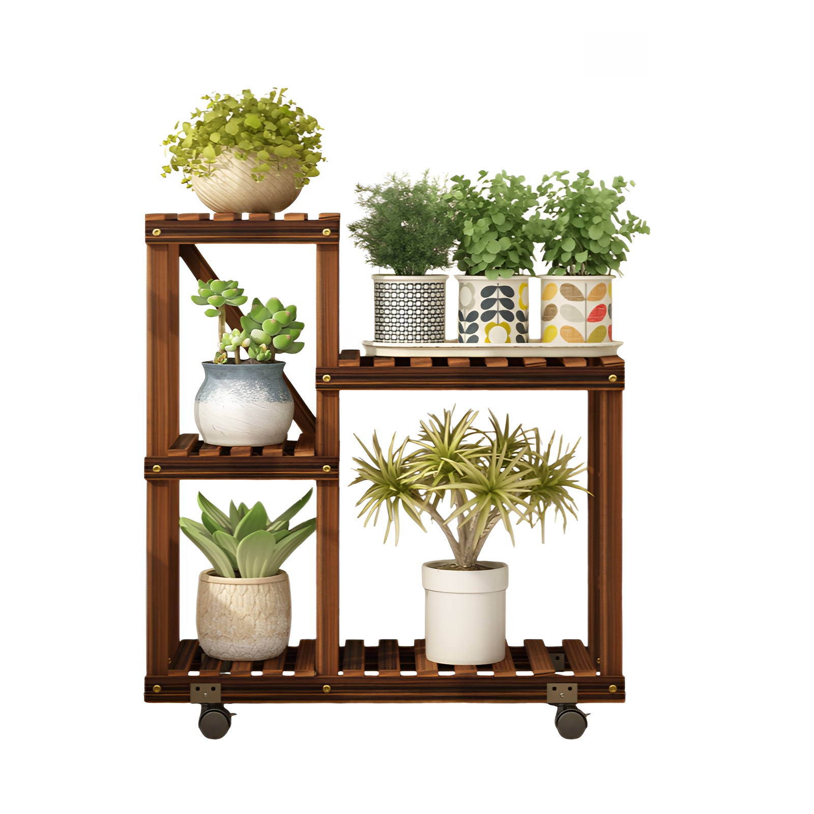 Indoor multi-layer solid wood flower pot storage rack
