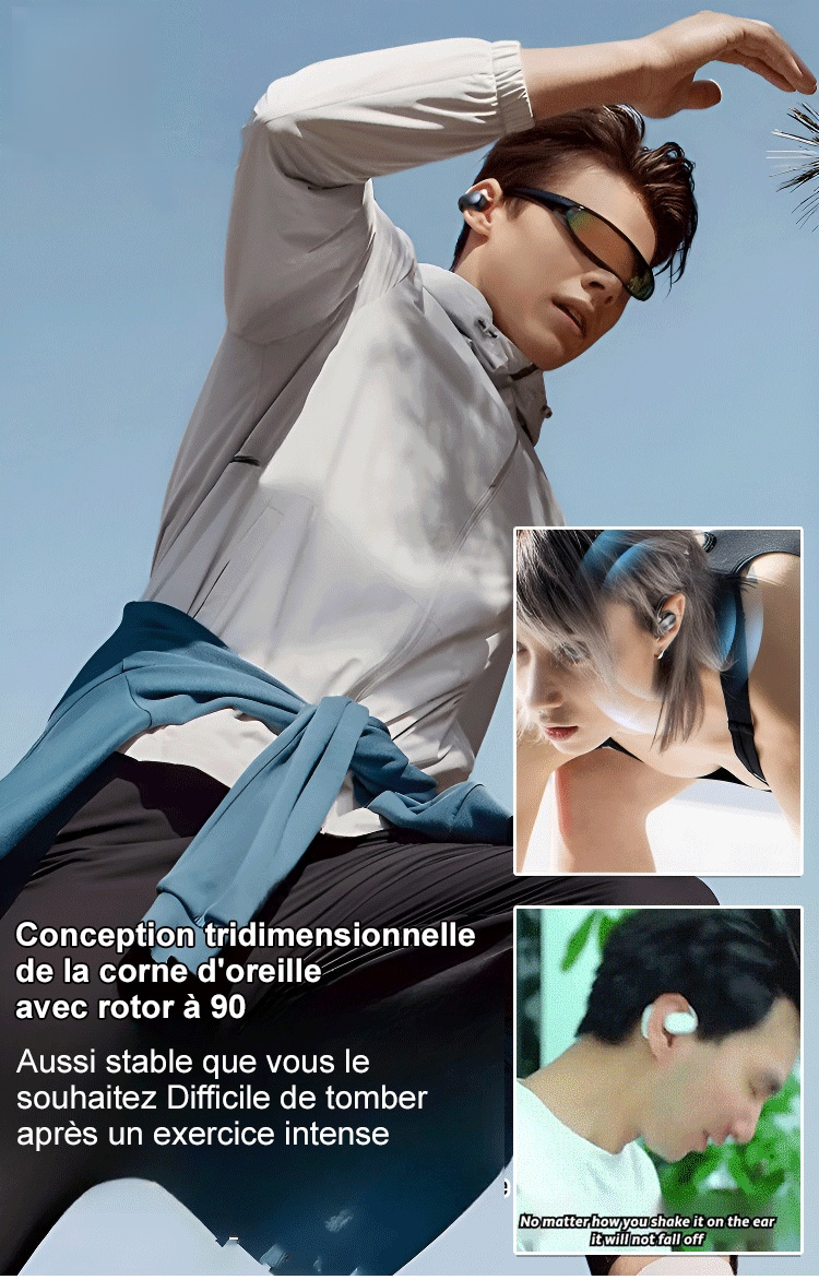 Casque ouvert OWS Bluetooth avec son surround 3D