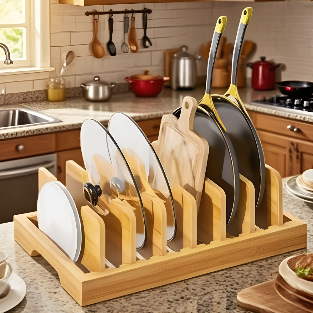 심플한 목재 그릇판 아스팔트 수납대