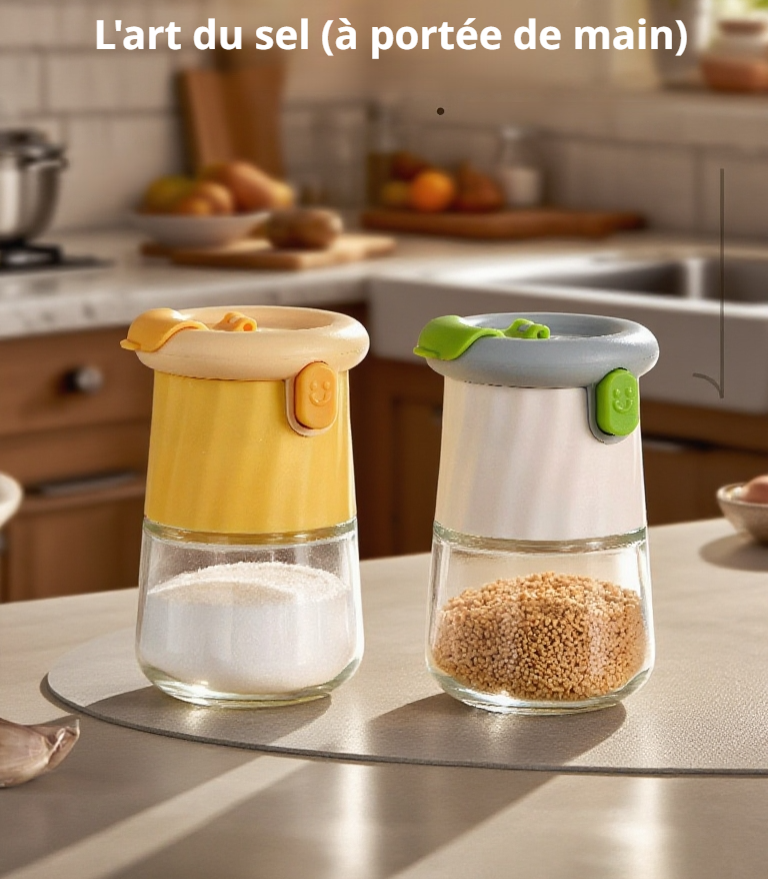 Pot à sel avec dosage précis pour la cuisine