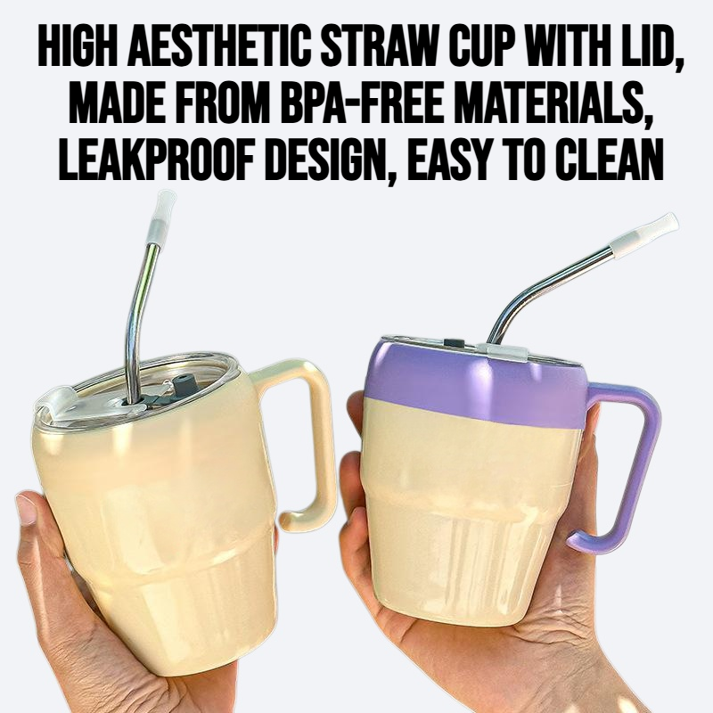 High aesthetic straw cup with lid