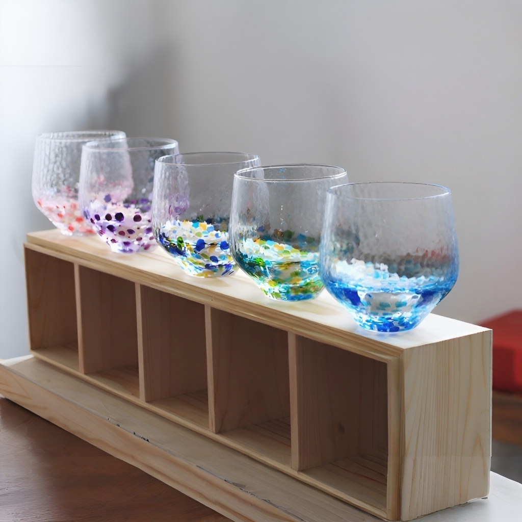 手描きカラードット付きクリエイティブウイスキーグラス