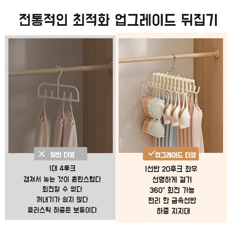 가정용 다용도 걸이 행거 미끄럼 방지 회전 나시 내의 나시 행거 다용도 회전 행거