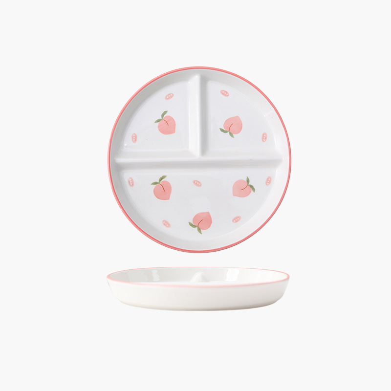 High-value ceramic three-grid plate