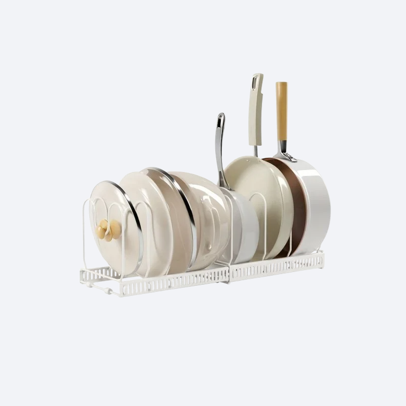 キッチン調節可能伸縮ボウル鍋具収納棚