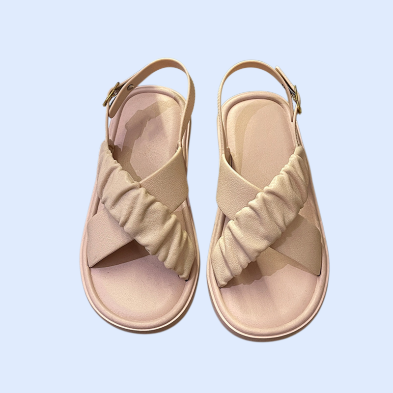 クロスストラップのオープントゥフェアリーシューズ