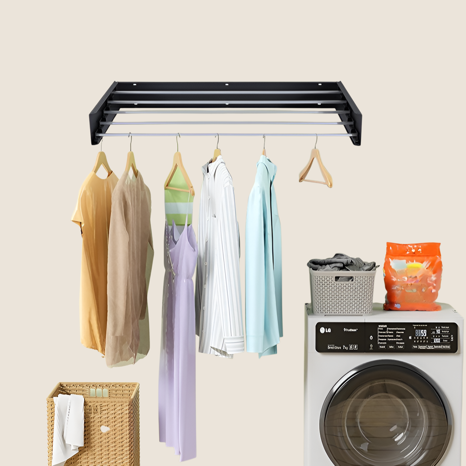 펀치 없는 수건 수납대