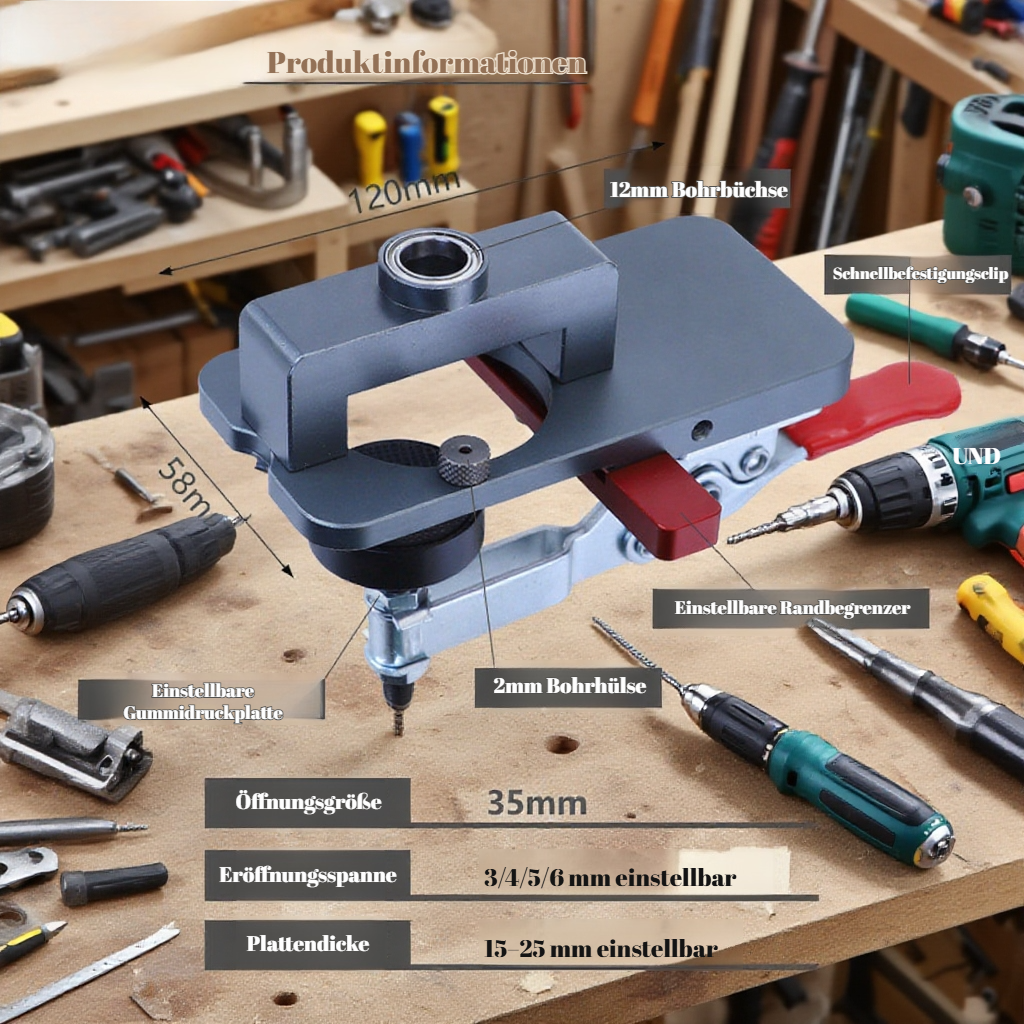 Scharnierlochöffner Bohrpositionierer für präzises Möbelbohren