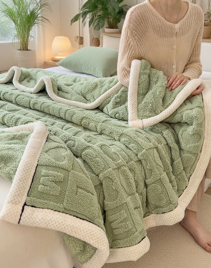 Coral fleece leisure blanket folded neatly