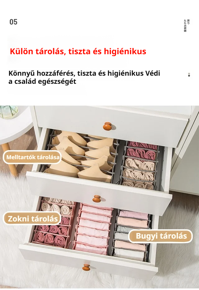 Gardrób rendezés nagy kapacitású tárolóval