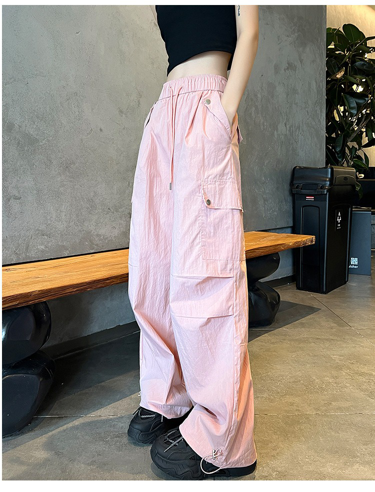 편안한 하이웨스트 와이드 팬츠 착용 예시