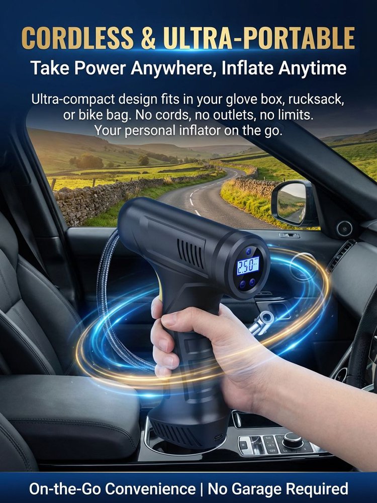 Ultra-fast wireless air pump anytime, anywhere