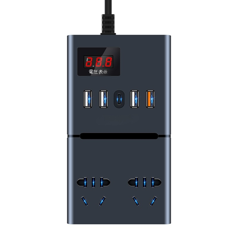 カー・パワー・コンバーター 家庭用デジタルディスプレイ車インバーター 超高速充電バン充電ソケットコンバーター