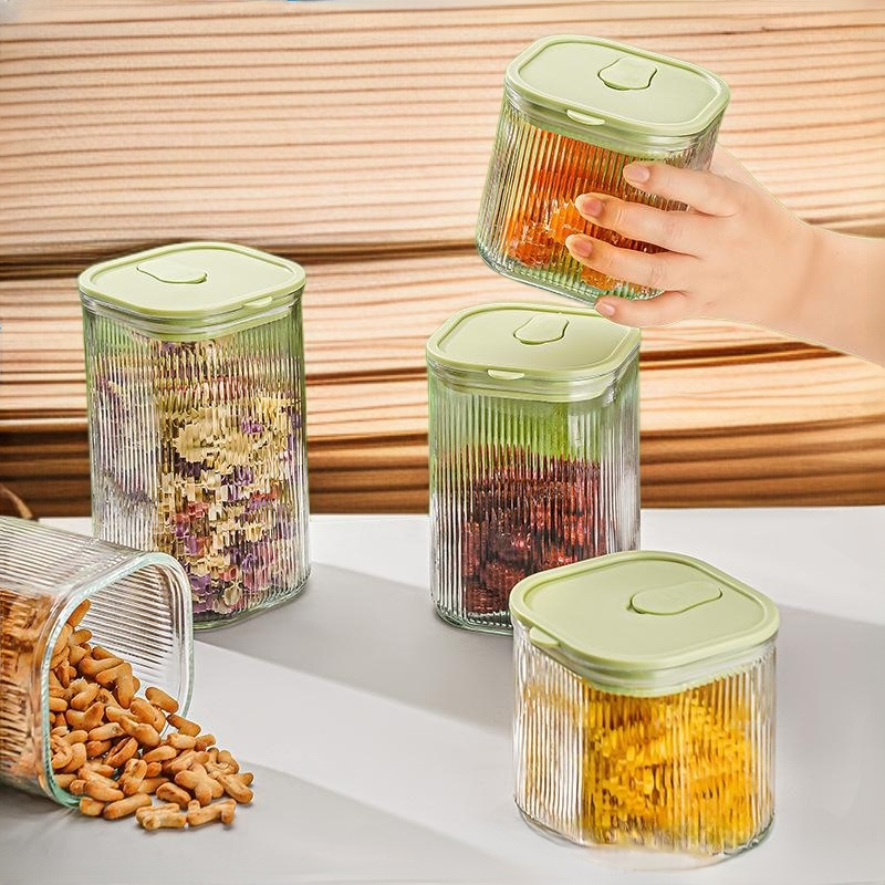 Transparent glass milk powder sealed jar bamboo cover dry goods grain snack glass storage jar kitche