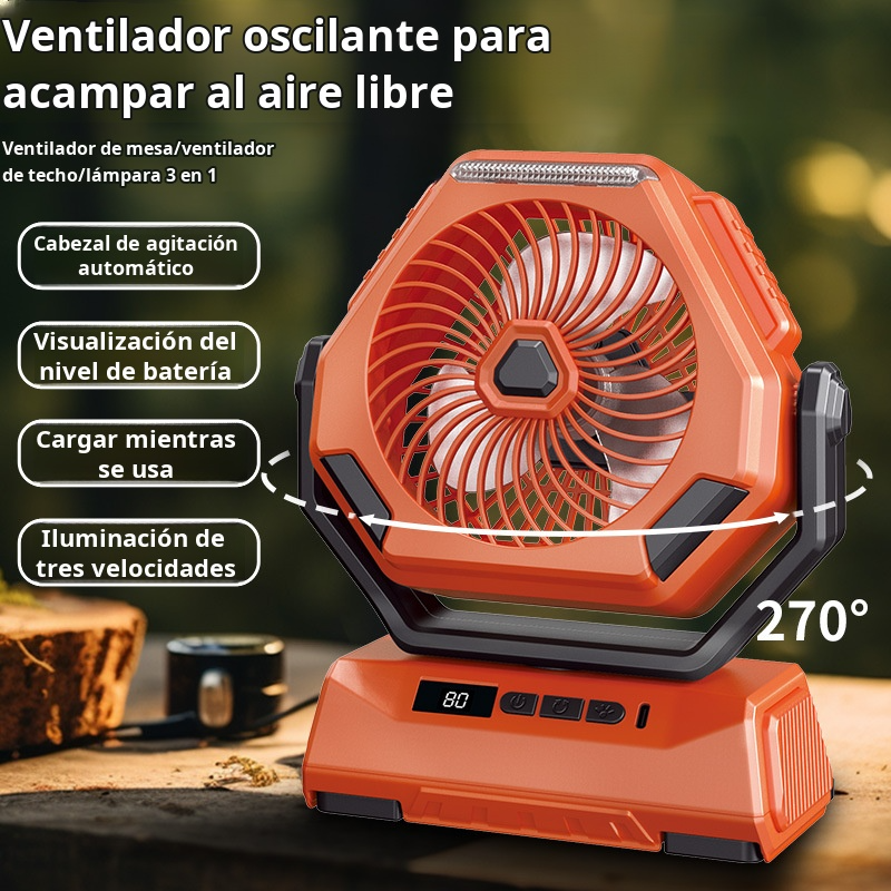 Ventilador de exterior con cabezal móvil JMY, silencioso, con iluminación de 6 pulgadas, pantalla di